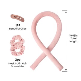 Signature 8 Diadema con rulos sin calor/Rizador de cinta de seda sin calor para rizos con pinza para el cabello, ondas suaves y naturales, rulos para 