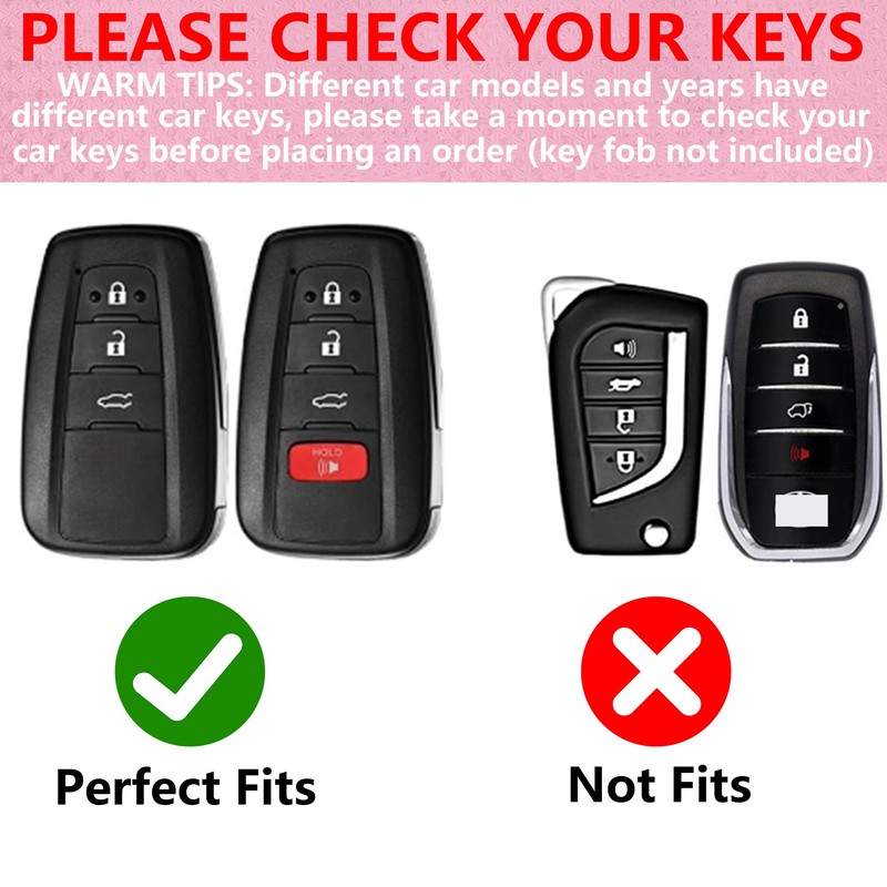 Simocky Key Fob Cover with Diamond Keychain for Toyota Car