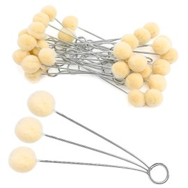 Wool Daubers Ball Brush Pack of 50, Dyeing Applicator with Metal Handle for DIY Crafts Projects, Applicator Tool for Leather Dye, Dying, Staining, Crafting, DIY Crafts Projects, Gluing