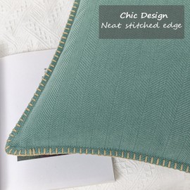 Vfuty Teal Green Textured Throw Pillow Cover 20x20 Set of 2 Decorative Chenille Pillow Cover with Stitched Edges, Neutral Farmhouse Pillow Case for Couch Sofa Living Room Bedroom Cozy Accent Decor