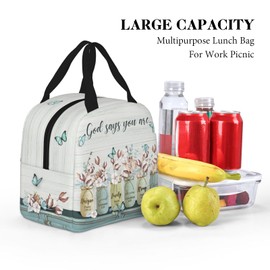 Nebcog Christian Insulated Lunch Bag Religious Lunch Box Gift for Women Inspirational Spiritual Jesus Bible Verses Lunch Bag Leakproof Reusable Cooler Tote for Office Work Picnic