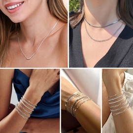 112 Feet Stainless Steel Chain for Jewelry Making, 14 Style Necklace Jewelry Chains for DIY Necklace Bracelet Craft Jewelry Making Supplies with Stainless Steel Jump Rings Lobster Clasp Connectors