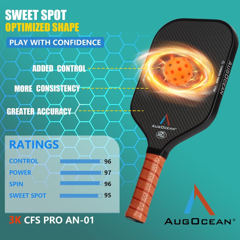 Pickleball Paddles,3K Raw Carbon Fiber Pickle ball Paddle Surface with
