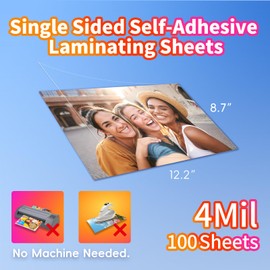 Uinkit 100 Sheets 4Mil Self-Adhesive Laminating Sheets, Self Stick Laminating Sheets 8.7 x 12.2 Inches Clear Self Sealing Laminating Sheets Suitable for 8.5x11 inches Letter Size, No Machine Needed