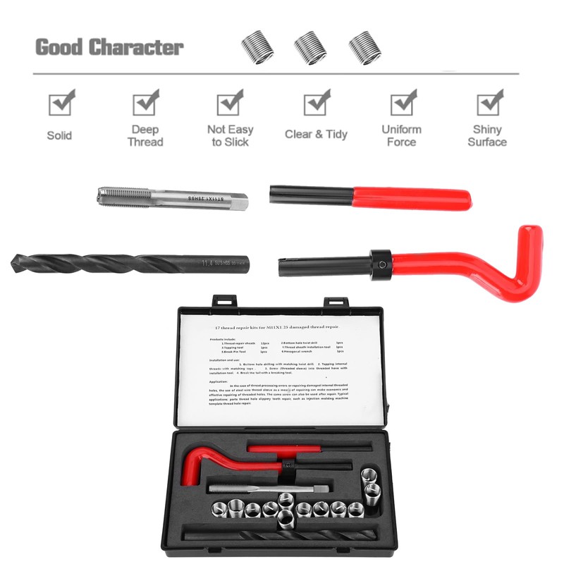 Heli Coil, Coil Master Kit, 17 Pieces Thread Inserts M11