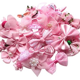 Chenkou Craft Mix Pink Color Ribbon Bows Rose Flower DIY Craft Ornament Appli...