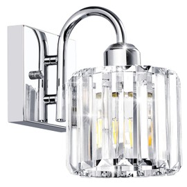 Valytime Bathroom Vanity Light,Bathroom Light Fixtures,Vanity Lights for Bathroom,Bathroom Light Fixtures Over Mirror,1 Light Bathroom Vanity Light,Chrome Vanity Light,Crystal Bathroom Light