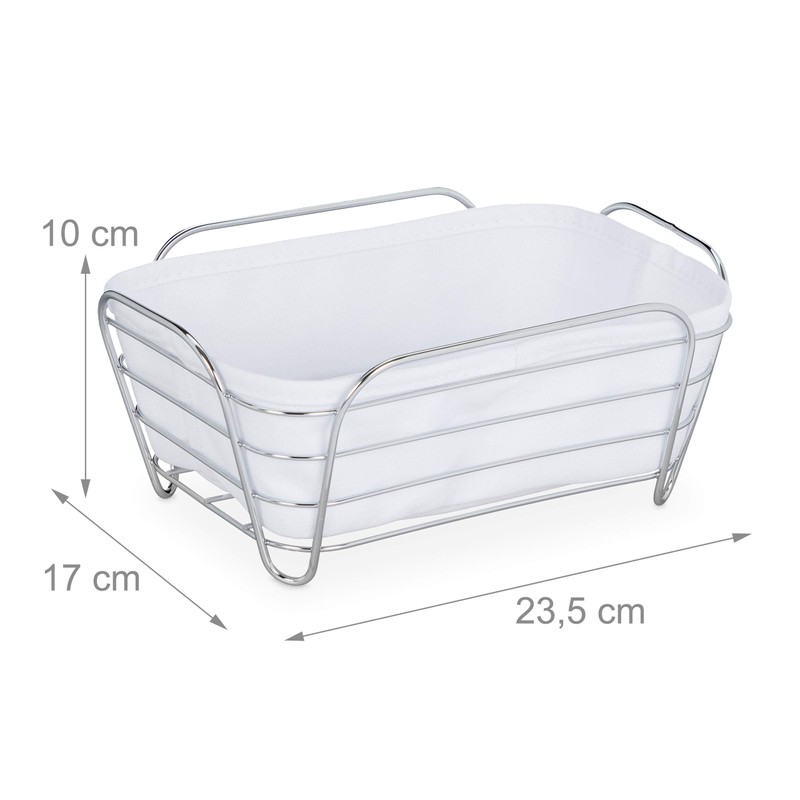Relaxdays Bread Basket Metal with Fabric Insert, Square, Breakfast Basket