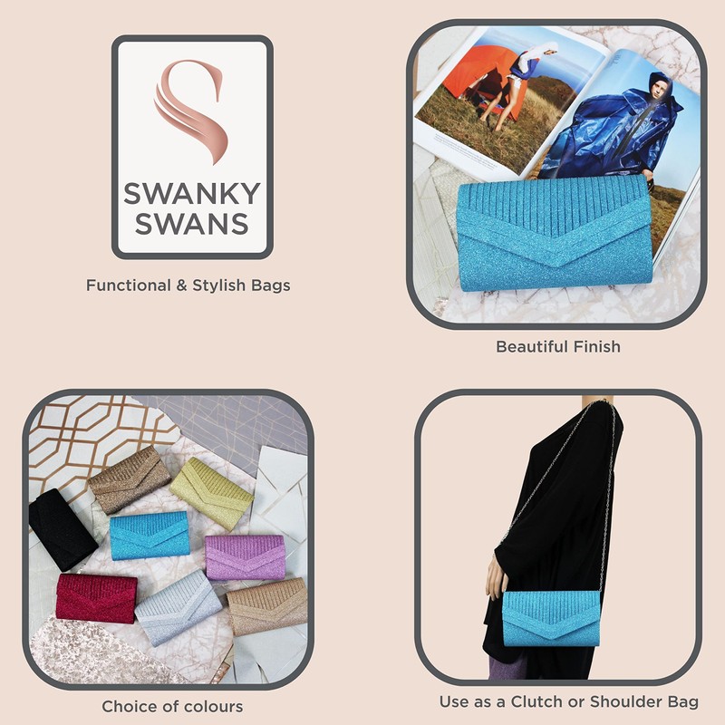 SwankySwans Women's Ruth Clutch Bag, Blue