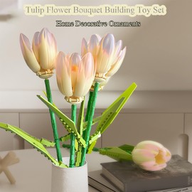 Flower Bouquet Building Set, Plant Tulips Flowers Building Toys with Illumination,Botanical Piece for Adults,DIY Unique Decoration Home Project for Valentines’ Day Christmas Birthday Gift(165pcs)