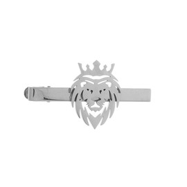 Hip Hop Crown Lion Brooches Stainless Steel Mens Animal Talisman Party Accessories Trendy Wedding Jewelry Badge Pins for Groom (steel tie clip)
