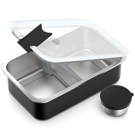 Bakpoco Stainless Steel Bento Lunch Box for Adult, 42oz Leak-Proof Lunch Box Containers, Microwave-Safe, with Adjustable Divider, Convenient Metal Lunchbox for Work, Travel
