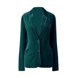 MINTLIMIT Womens Velvet Treasure Green Blazer Notched Lapel Long Sleeve Jacket Suit Blazer Lapel Buttons Blazer for Daily/Work,2XL