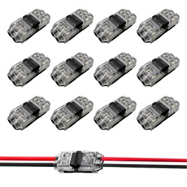 ZNDAW 12 PCS Low Voltage Wire Connectors, I Type 2 Way 2 Pins Quick Solderless Wire Splice Connector, No Stripping Automotive Reliable Connection Fits 20-24 AWG for LED Strip