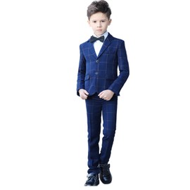 YuanLu Boys Suit for Kids Dress Clothes for Wedding Ring Bearer Outfit Lake Blue Suit Set Size 7