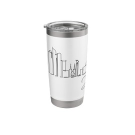 Jakarta City Line: Minimalist Urban Skyline Lineart Stainless Steel Insulated Tumbler