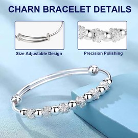 VJUYSW Jewellery Women's Bangle Silver Bangle Rotating Cubic Zirconia Simple Style Love Bracelet 6 mm Wide with Clasp Bangle