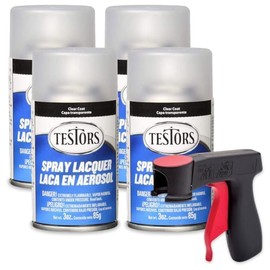 Testors Spray Lacquer 3oz (Matte x2) and Gloss x2 with Pixiss Spray Handle – Complete Painting Kit for Models, Crafts, and DIY Projects