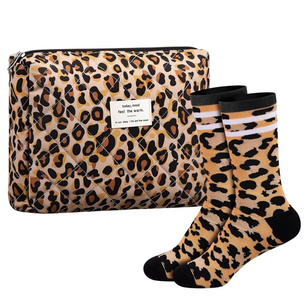 Sintege 2 Pieces Leopard Gifts with Leopard Print Tennis Socks