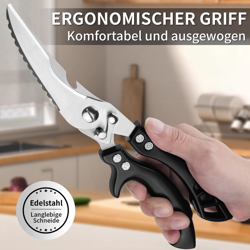 Poultry Scissors Black Household Scissors Professional Meat Shears Sharp Chicken