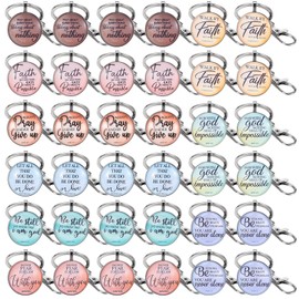 Limbeuuu 36 Pcs Christian Keychain Bulk Bible Verse Religious Keychain Scripture Quote Inspirational Gifts Supplies for Men Women