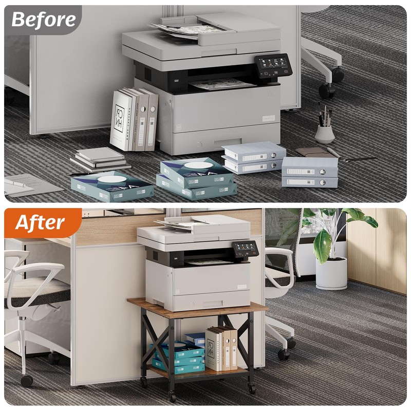 VENNQD 2 Tier Printer Stand, 23.6'' x 23.6'' Large Table