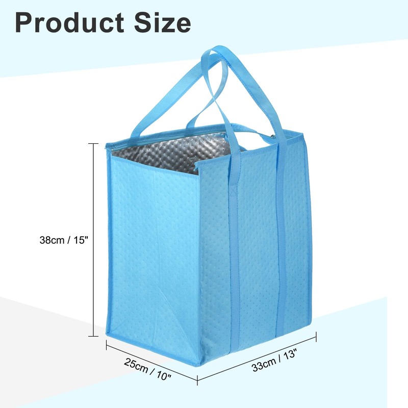 PATIKIL 6 Pack Insulated Reusable Grocery Bags 13"x10"x15" Insulated Take