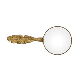 Creative Co-Op Pewter Feather Shaped Handle Magnifying Glass, Gold, 6 Piece