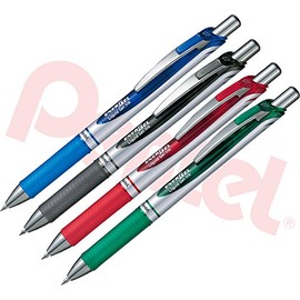 Pentel EnerGel Gel Rollerball Pen with Push Mechanism, 1 Piece, 0.7 mm (Pack of 4, Basic Colours)