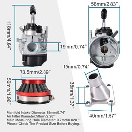 GOOFIT Red 2 Stroke Carb Carburetor Air Filter Assembly Intake Gasket Kit Replacement For 47cc 49cc Pocket Bike ATV