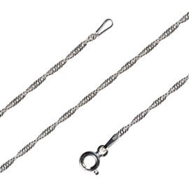 Avesano Singapore chain 925 silver ladies (width 1.4 mm) silver chain without pendant (length 38 cm to 60 cm) 101082-0, Sterling Silver