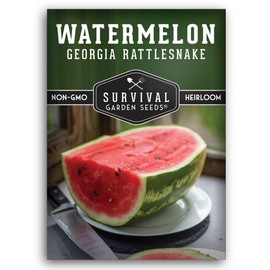 Survival Garden Seeds - Georgia Rattlesnake Watermelon Seed for Planting - Packet with Instructions to Plant and Grow Melons in Your Home Vegetable Garden - Giant Super Sweet Non-GMO Heirloom Variety