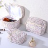 Anfly Makeup Bag, Quilted Cosmetic Bags, Large Floral Make Up
