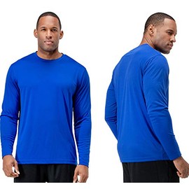 DEVOPS Men's 2 Pack UPF 50+ Sun Protection Long Sleeve Dri Fit Fishing Hiking Running Workout T-Shirts (Small, Dark Royal)