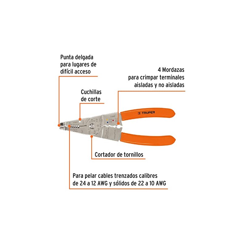 Truper PE-CA-8, Pinza pela cables 8