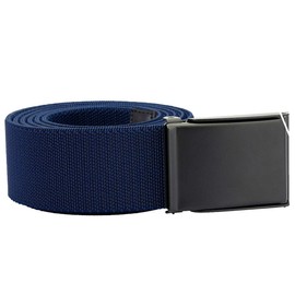 KYEYGWO Mens Webbing Canvas Belts, Casual Tactical Army Waist Strap with Flip-top Buckle, Navy