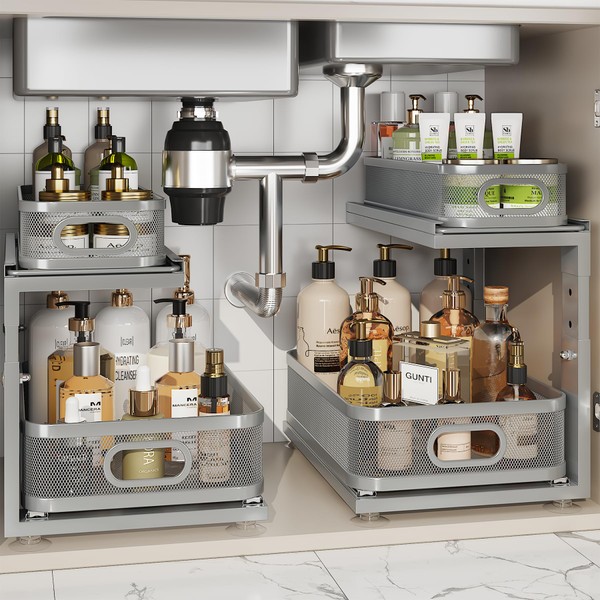 Corbyles 2 Pack 15.5IN-Depth Under Sink Organizer With Next-Gen Ball-Bearing