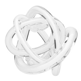 Torre & Tagus Orbit Hand Blown Glass Infinity Knot Sculpture - 3 Inch Glass Art White Knot Decor Ball for Home Decor, Small Centerpiece Table Decoration for Home Interior (Solid White)
