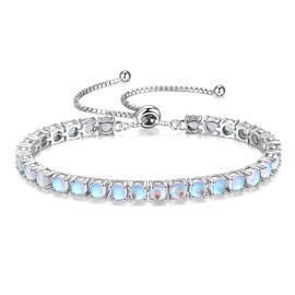 FANCIME S925 Silver Bracelet for Women, Men's, 12 Months, Birthstone Bracelet, Tennis, Bolo Bracelet, Sliding, Adjustable, Wristlet, Christmas, Birthday, Anniversary, Gift, Gift Wrapping Included,