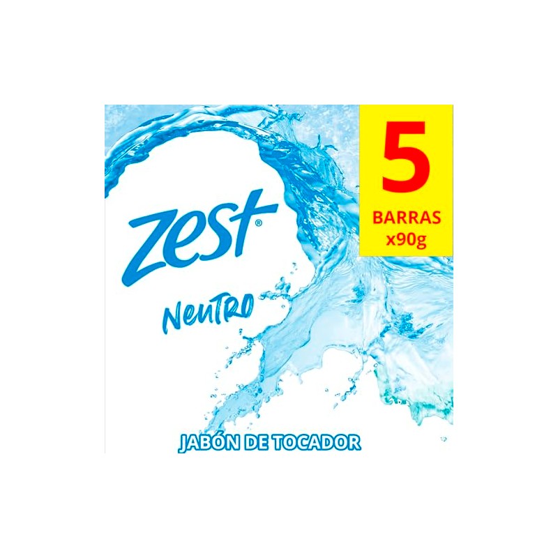 Zest Jabón Neutro Suave Barra, 90g (5 Piezas)