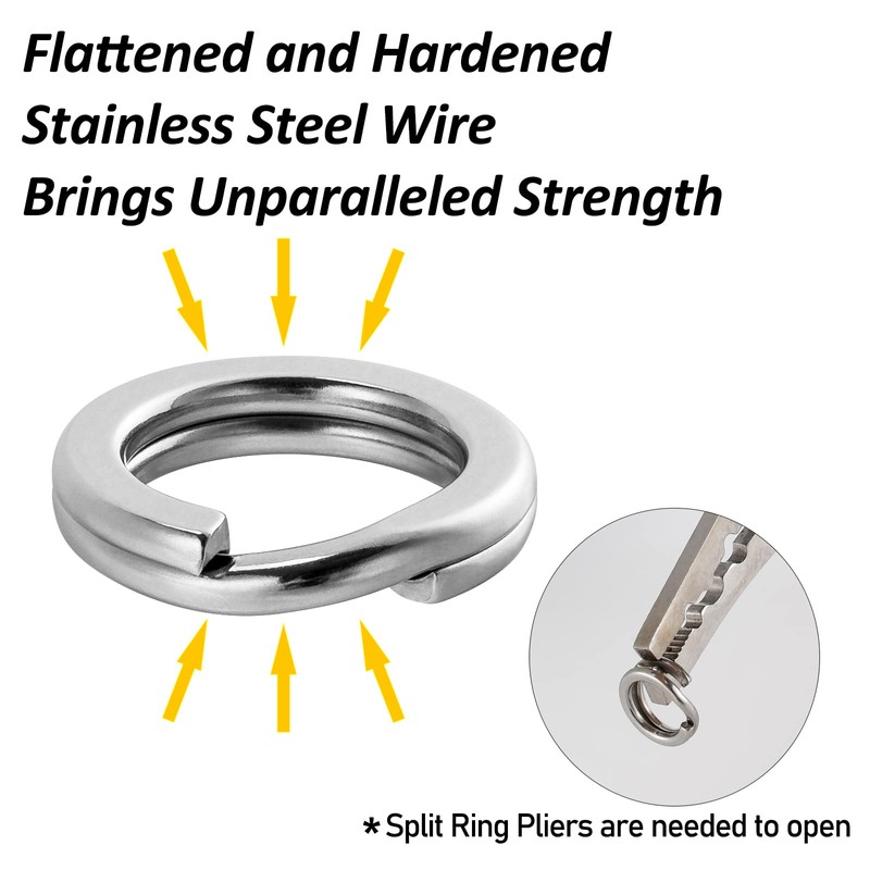 Dr.Fish 20 Pack Stainless Steel Split Ring Super Strong Hyper