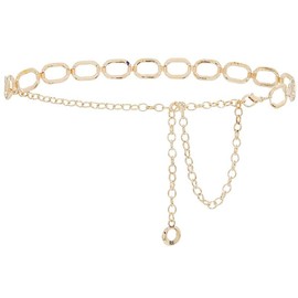 Women's-Chain-Belt Adjustable-Metal-Waist-Belt Chunky Belly Link Belt for Dress(for 27-43'')