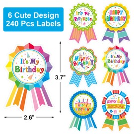 Happy Birthday Badge Stickers for Kids - 240 Pcs It's My Birthday Stickers for Teachers Students Home Classroom Birthday Party Decoration
