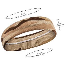Suddora Camo Headband/Wrist Band Set - Camouflage Sweatbands for Basketball, Tennis, Working Out, Gym (Tan)