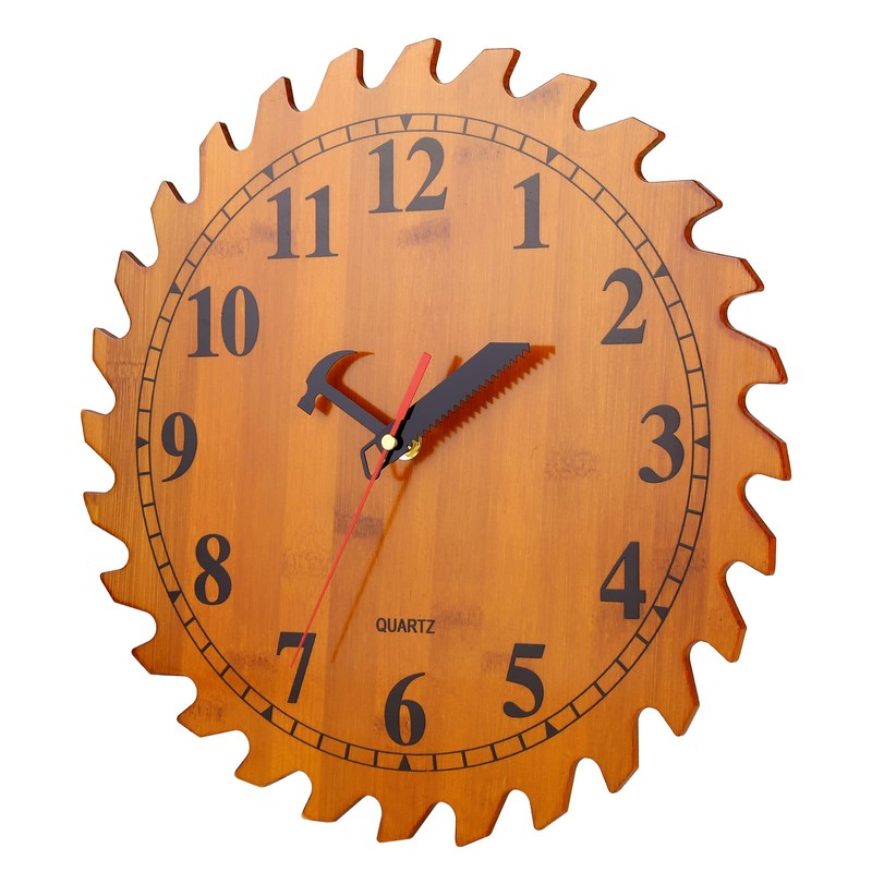 CIGERA 12 Inch Wood Wall Clock with Circular Saw Blade