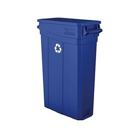 Suncast Commercial Slim 23 Gallon Polypropylene Recycling Bin with Universal Recycle Logo, Durable Waste Container for Tight Spaces, Blue, Made in the USA