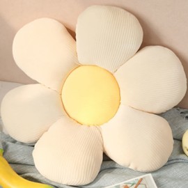 OUKEYI Flower Floor Pillow Daisy Flower Shape Cushion Cute Seating Pad Chair Cushion Oversized Throw Pillow,for Home Decoration Kids Girls Women Gifts (White Daisy, 20"x20")