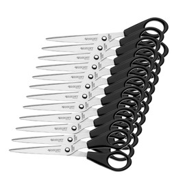 Westcott E-31160 00 Office Scissors 15.5 cm Stainless Steel Blades with Black Plastic Handle Pack of 12