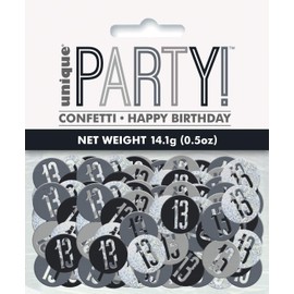 Unique 83822 Black Prismatic 13th Birthday Confetti, 5 oz 1 Pack, Age 13