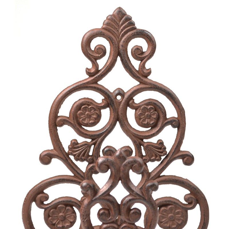 Garden Hose Holder Reel Floral & Spade Pattern Cast Iron